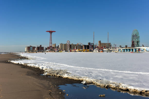 istock Coney Island Beach with Snow 1131880356