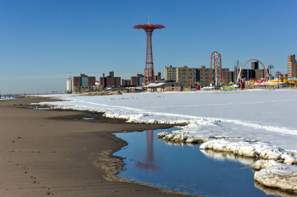 istock Coney Island Beach with Snow 1131881005