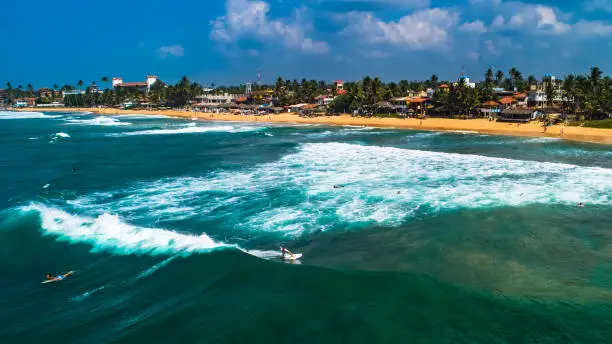 Photo of Aerial. Surfers. Hikkaduwa, Sri Lanka.