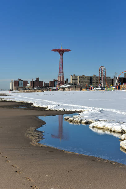 istock Coney Island Beach with Snow 1131881554
