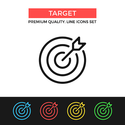 Vector target icon. Target and arrow. Premium quality graphic design. Modern signs, outline symbols collection, simple thin line icons set for websites, web design, mobile app, infographics