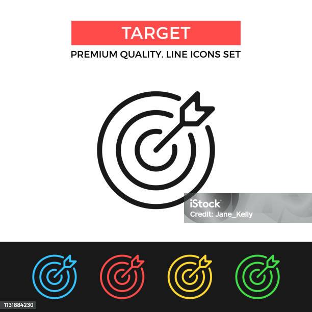 Vector Target Icon Target And Arrow Premium Quality Graphic Design Modern Signs Outline Symbols Collection Simple Thin Line Icons Set Stock Illustration - Download Image Now