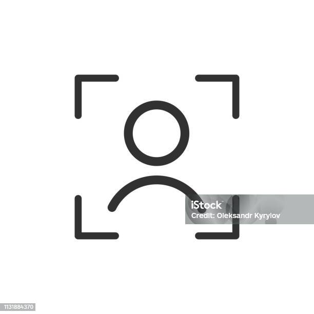 User Icon Inside Camera Focus Frame Vector Illustration Isolated On White Background Stock Illustration - Download Image Now