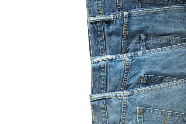 istock Jeans of different colors isolated on white background, space for text 1131886466