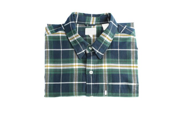 istock Folded checkered shirt isolated on white background 1131886572