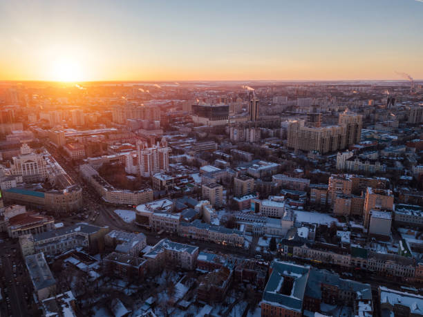 istock Evening sunset above Voronezh downtown. Aerial view from drone 1131887496