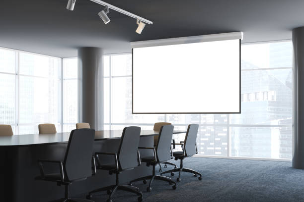 istock Office meeting room with beige chairs 1131890491