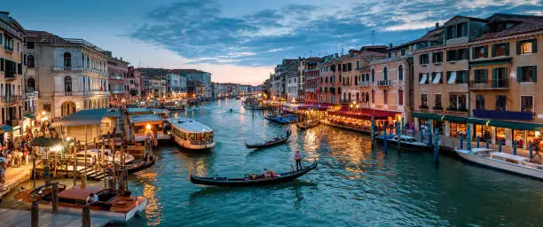 Photo of Panorama of Venice at night, Italy
