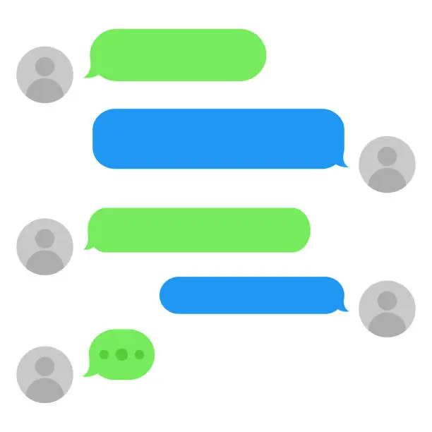 Vector illustration of Short message service bubbles with place for text chat text boxes. Empty messaging bubles.