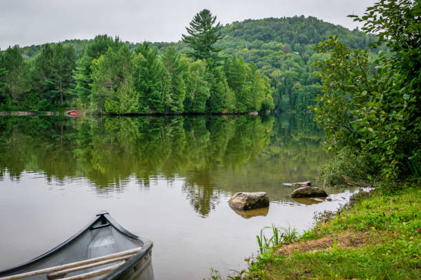 istock Peaceful fishing lake with mountain range 1131895132