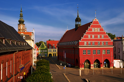 old market with town hall of city of Greifswald