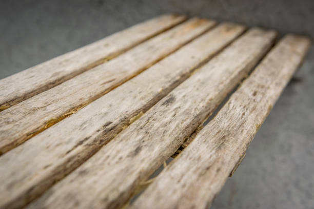 istock Old wooden canoe seat. 1131895212