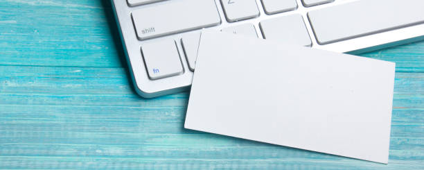 istock Business cards blank. Mockup on color background. Flat Lay. copy space for text 1131895584