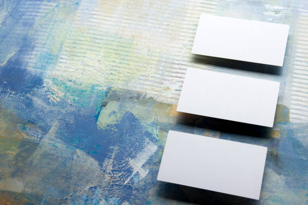 istock Business cards blank. Mockup on color background. Flat Lay. copy space for text 1131895595