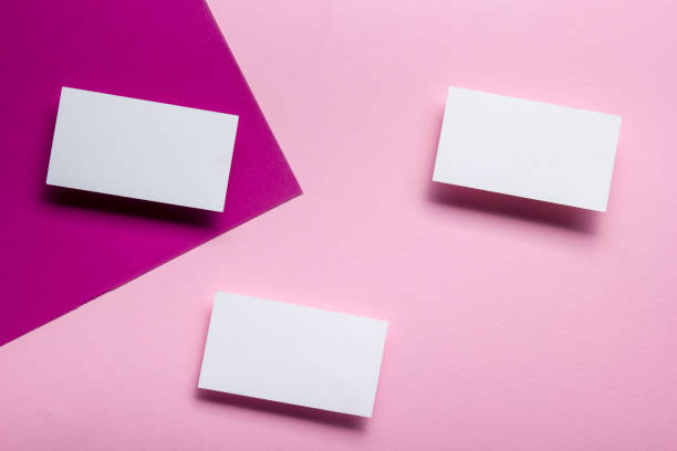Business cards blank. Mockup on color background. Flat Lay. copy space for text