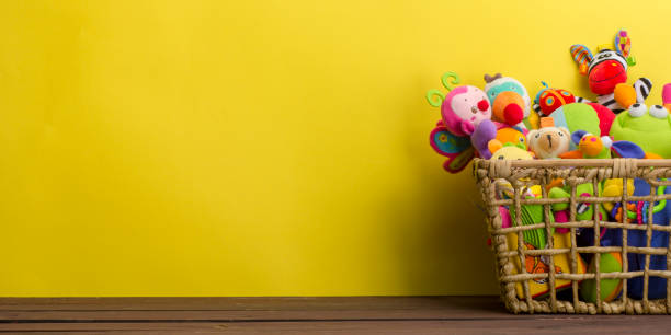 istock Kids educational developing toys frame on white background. Top view. Flat lay. Copy space for text 1131897818