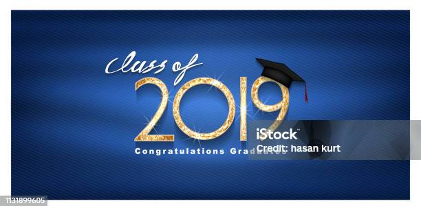 Vector Text For Graduation Gold Design Congratulation Event Tshirt Party High School Or College Graduate Lettering Class Of 2019 For Greeting Invitation Card Stock Illustration - Download Image Now