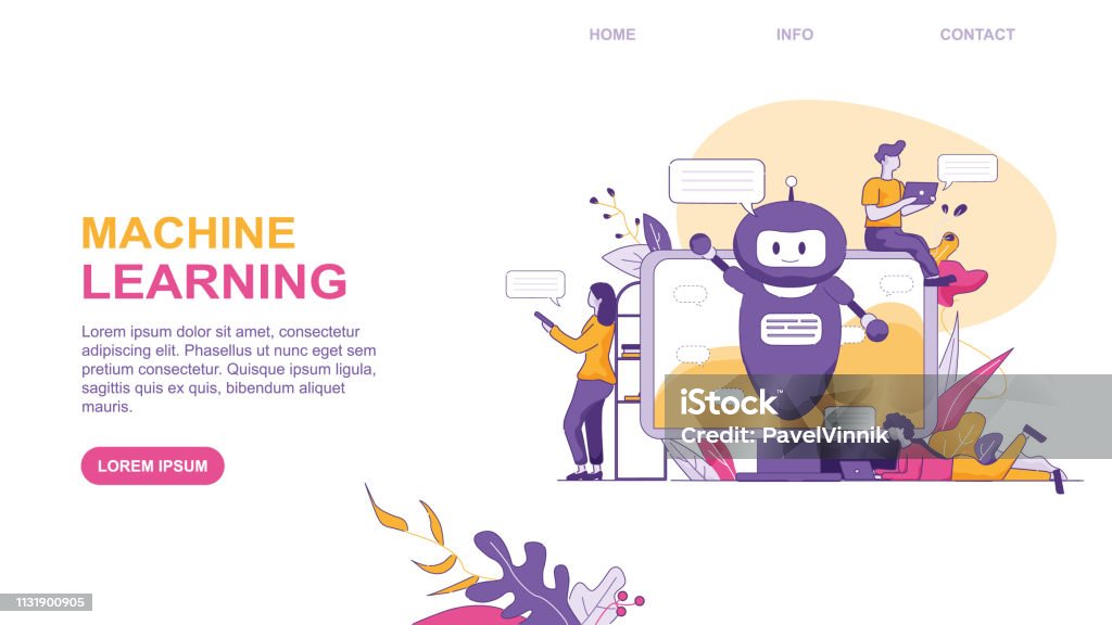Larning Vector Machine Larning Vector Flat Illustration Banner Stock Illustration ...