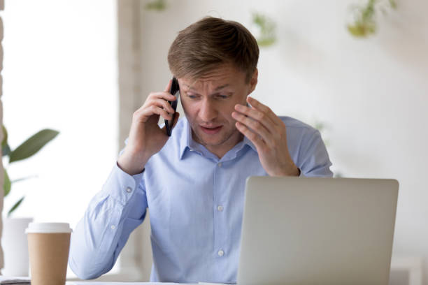 istock Employee having problem at work got unpleasant news on phone 1131900935