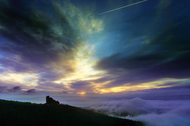 istock Dawn on the southern wall. Megalith called Shaman. 1131904891