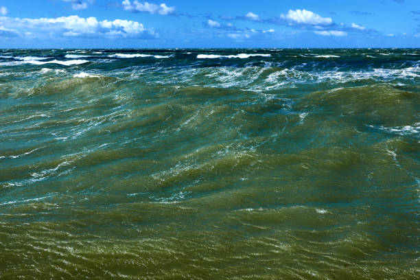 blue green water in stormy sea