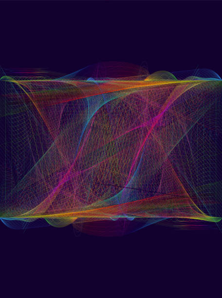 istock Colorful wavy line art vertical compositon abstract background. 1131905057