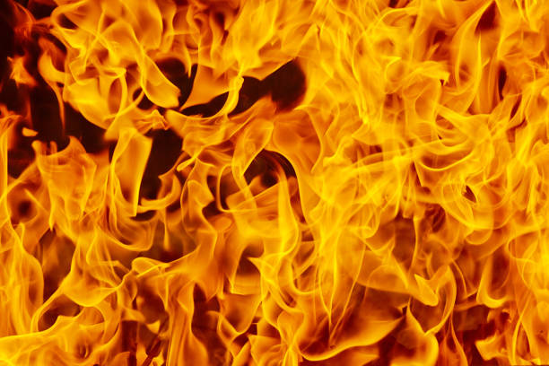 istock Background orange fire flame closeup, Blaze forest fire 1131906732