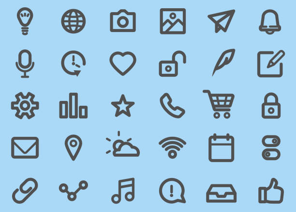 Basic UI Thick Line Icons Set There are 30 icons of Basic UI Thick Line style. thick stock illustrations