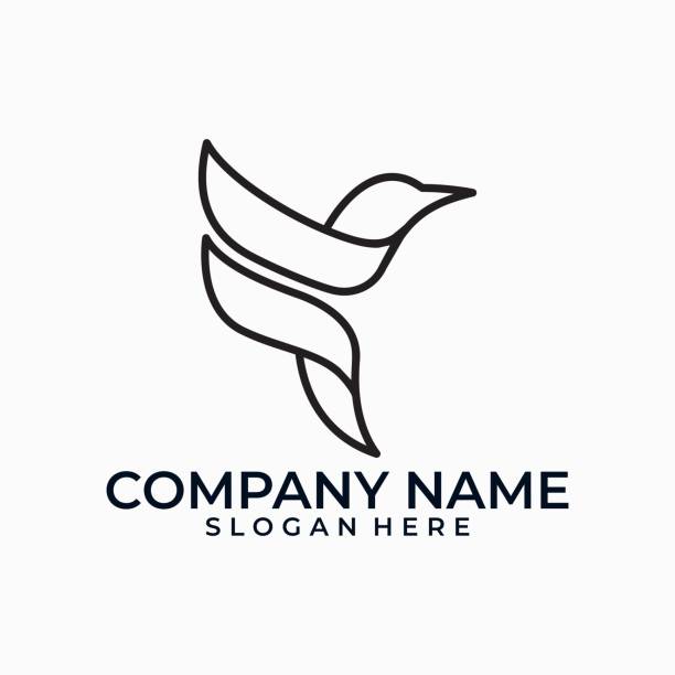 illustrazioni stock, clip art, cartoni animati e icone di tendenza di modello nero colore vettoriale bird line - aquila immagine