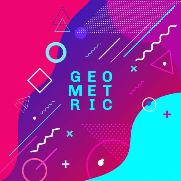 Vector illustration of Abstract colorful geometric shapes and forms trendy fashion memphis style card design background. You can use for poster, brochure, layout, template or presentation.