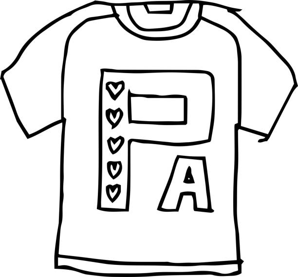 Unique Pattern Children T-shirt illustration outline This is a cute and funny T - shirt with pictures. tシャツ stock illustrations
