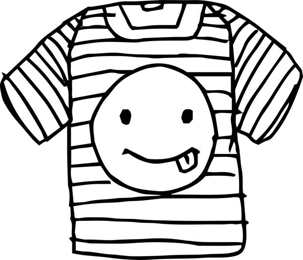 Unique Pattern Children T-shirt illustration outline This is a cute and funny T - shirt with pictures. tシャツ stock illustrations