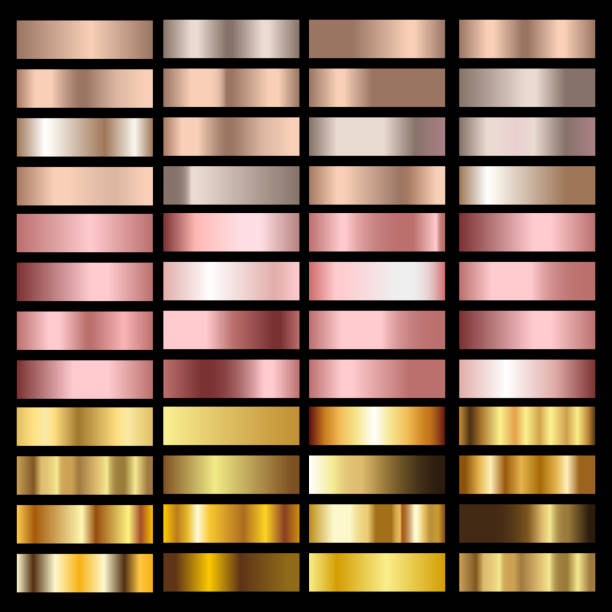 istock Set of gold rose, bronze, silver and gold foil textures. Vector. 1131921765