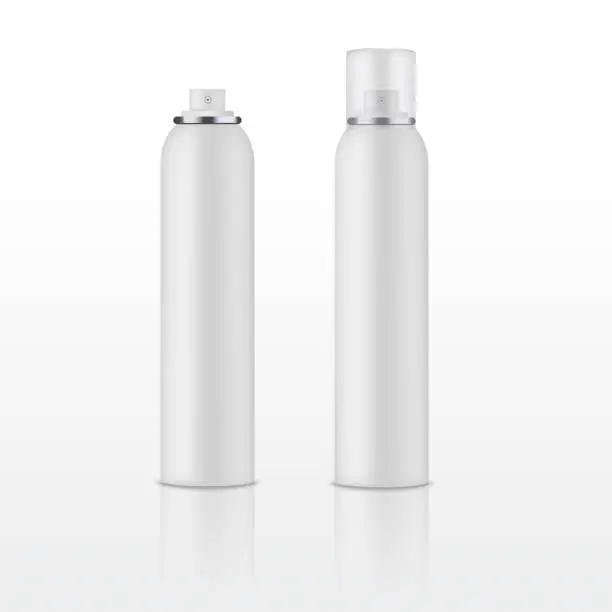 Vector illustration of Blank template of white deodorant bottle mock up. Aerosol Vector.