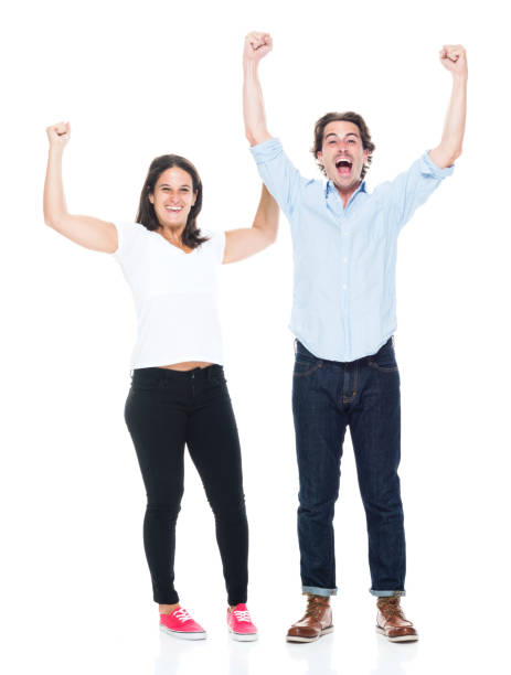 istock Attractive couple are cheering 1131922722