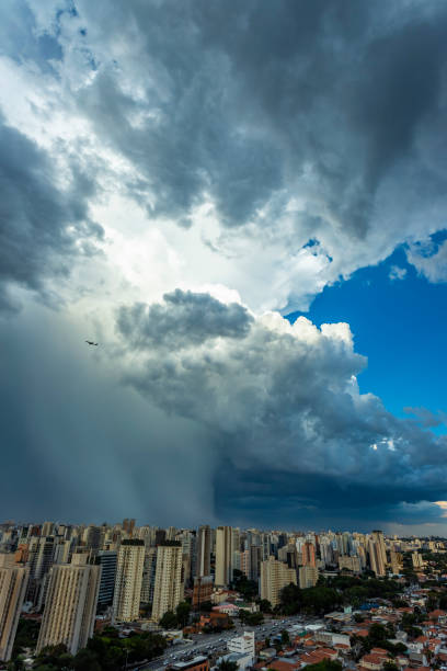 istock Beautiful view of dramatic dark stormy sky. 1131925855