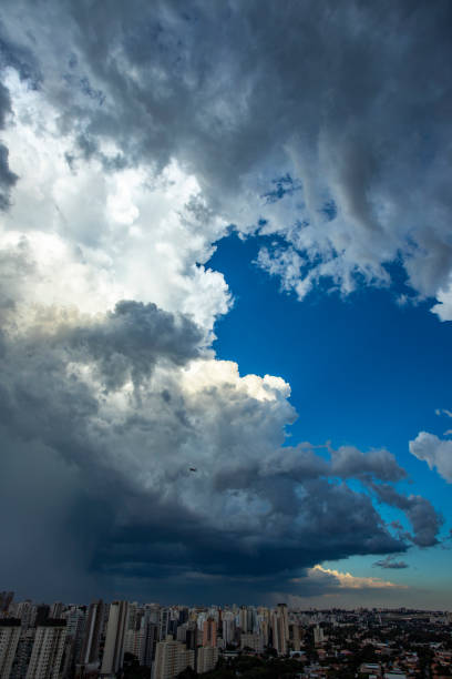 istock Beautiful view of dramatic dark stormy sky. 1131925864