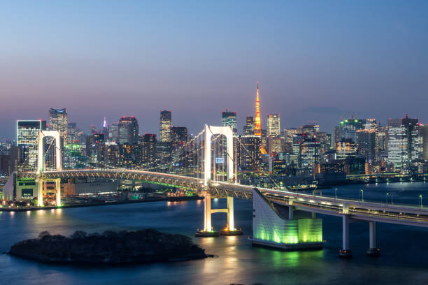 istock Rainbow Bridge at sunset, Tokyo, Japan 1131929063
