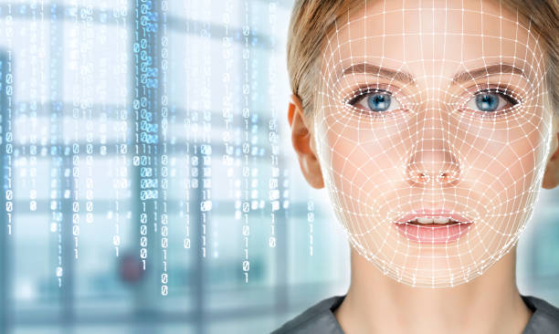 顔認識システムの概念 - 顔認証 ストックフォトと画像