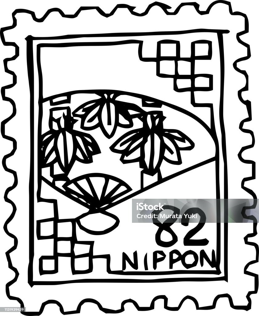 Monochrome Rough Sketch Of Japanese Stamps Stock Illustration - Download  Image Now - Air Mail, Business, Delivering - iStock