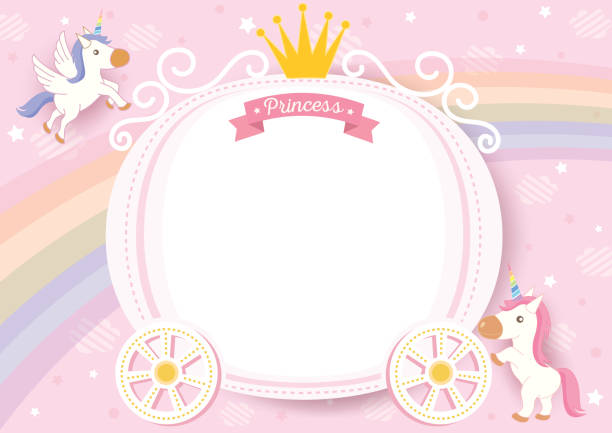 ilustraciones, imágenes clip art, dibujos animados e iconos de stock de princesa-unicornio-marco - princess queen nobility glamour