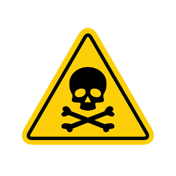 위험 경고 기호 벡터 아이콘 평면 기호 기호 흰색 배경에 고립 된 느낌표 표시 - toxic substance stock illustrations