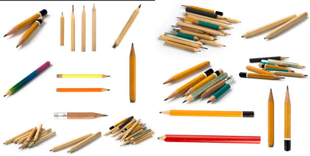 istock Set of Short Pencils on Isolated White Background 1131947040