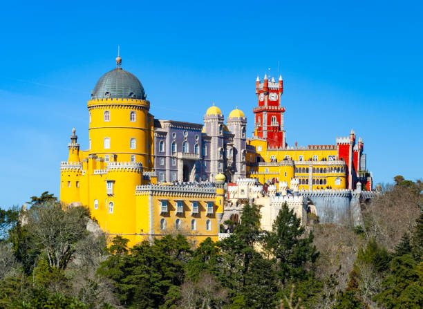 February 11, 2019 - Sintra, Portugal:  The famous Pena Palace in Sintra, Portugal near Lisbon.