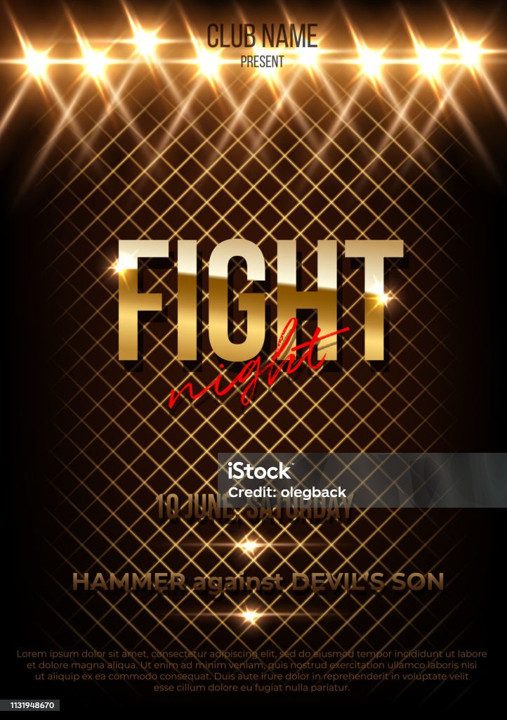 Fight Card Poster Example Fight Night Vector Poster Template With Text Space Stock Illustration ...