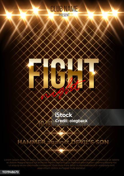 Fight Night Vector Poster Template With Text Space Stock Illustration - Download Image Now - Poster, Fighting, Mixed Martial Arts