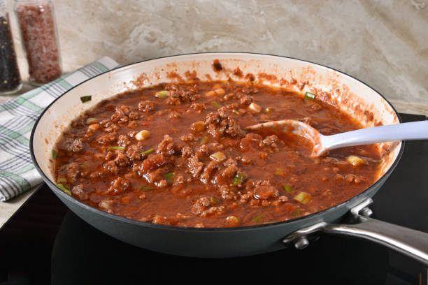 istock Marinara sauce with meat in a skillet 1131950056
