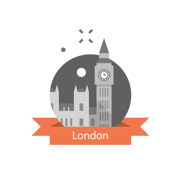 big ben turm mit uhr, londoner symbol, reiseziel, berühmtes wahrzeichen, die hauptstadt englands, westminster abbey - big ben london england tower clock tower stock-grafiken, -clipart, -cartoons und -symbole