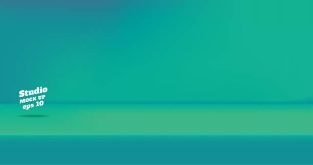 ilustraciones, imágenes clip art, dibujos animados e iconos de stock de vector, vacío retro de dos tonos de neón verde azul de la sala de estudio de color de fondo, pantalla del producto con espacio de copia para la visualización del diseño de contenido. banner para anunciar producto en el sitio web. - twotone