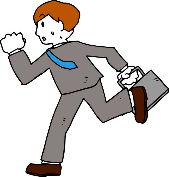 POP Illustration of a running businessman This is a rough sketch of a businessman who travels. 世界地図 stock illustrations